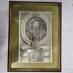 Antique 18thC Engraving King Henry VIII R Sheppard Sculpt Rapin History Framed