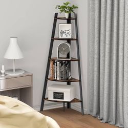5 Tier Corner Shelf,Multipurpose Bookshelf