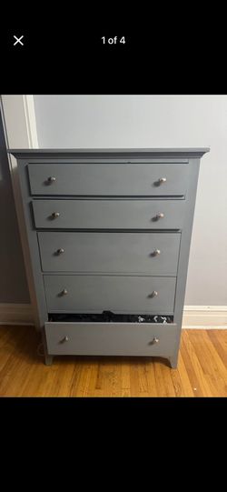 Solid Wood Gray Dresser Cabinet 