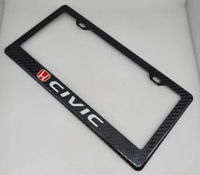 Brand New HONDA CIVIC 100% Real Carbon Fiber License Plate Frame Tag Cover Original 3K