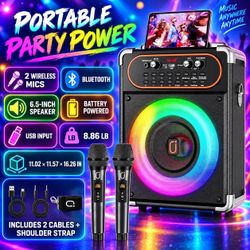 Home Karaoke Speaker System with 2 Microphones.