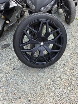 Matte Black Aftermarket Wheel with Tire