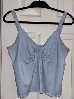 American Eagle Light Blue Ruffle Tie-Front Cami – Size XL