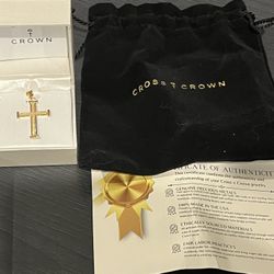 Cross+Crown Premium 14K Yellow Gold Cross Pendant