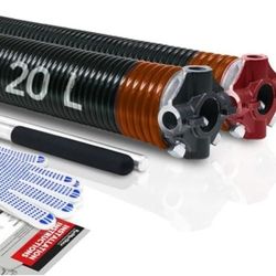 KaiMinDogz Pair of 2" Garage Door Torsion Springs Set with Non-Slip Winding Bar & Gloves,High Precision Electrophoresis Black Coated, for Replacement 