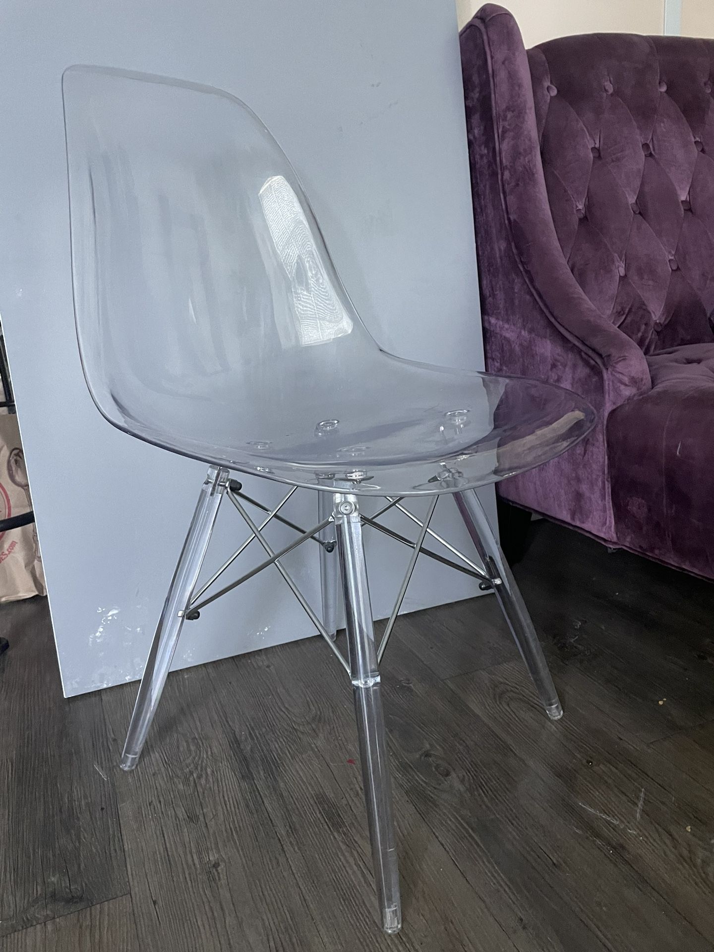 Clear Lucite & Chrome Chair