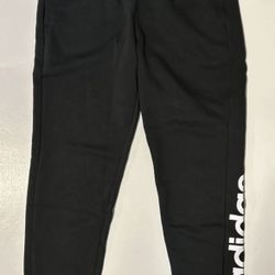 Size L - Women’s Adidas Essentials Linear Fleece Black Pants DP2399