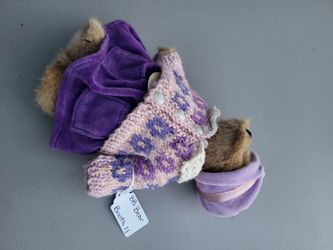 Boyds Bear BAILEY 10" bear in purple crocheted sweater
