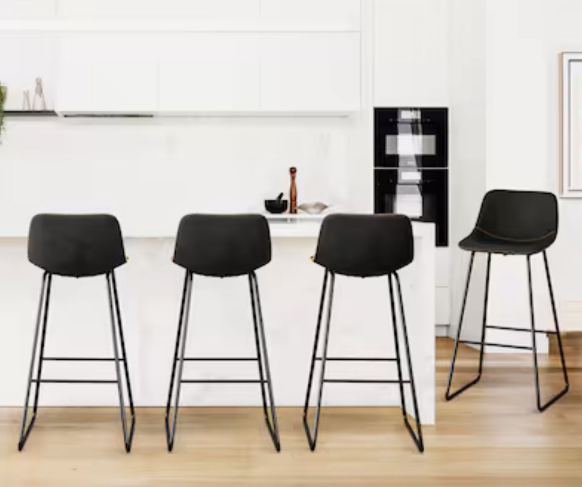 LUE BONA Black 30.0-in H Bar height Metal Bar Stool 4 -Pack