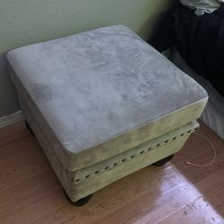 Gray Velvet Storage Stool New