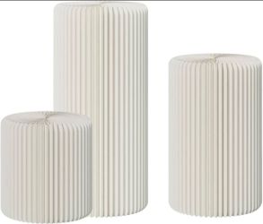 Foldable White Cylinder Stands for Party, Pedestal Display Stands, Reusable Cardboard Cake Stand Centerpiece for Wedding Birthday Baby Shower Event De