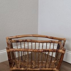 MCM Bamboo Rattan Magazine Rack