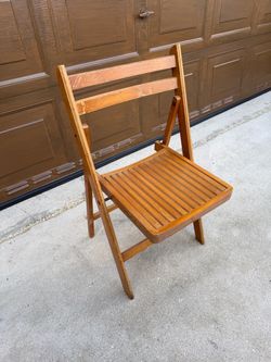 vintage mid-century wooden slatted folding chair