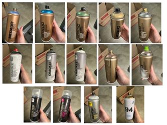 Montana Gold spray paint cans (32)- the price listed is one can. See description for actual price