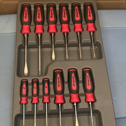 Snap-on ToolS 12 Pc Red Soft Grip Combination Screwdriver Set