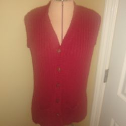 Beautiful Red Sweater Vest Jacket Size Small + 3 Free Gifts