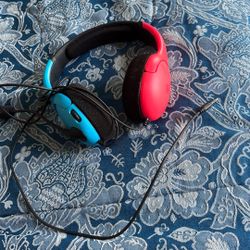 Gaming Headset for Nintendo Switch/Lite/OLED, Gaming Headphones with Mic for Nintendo Switch Fortnite/Sports (Red/Blue)