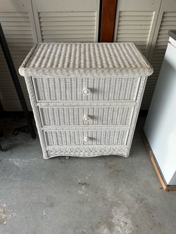 White wicker dresser