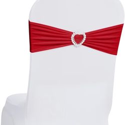 30 Spandex Chair Sashes Bows RED (1358/2)