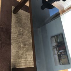 Glass cappuccino dining table w/ 4 Leather Seats 