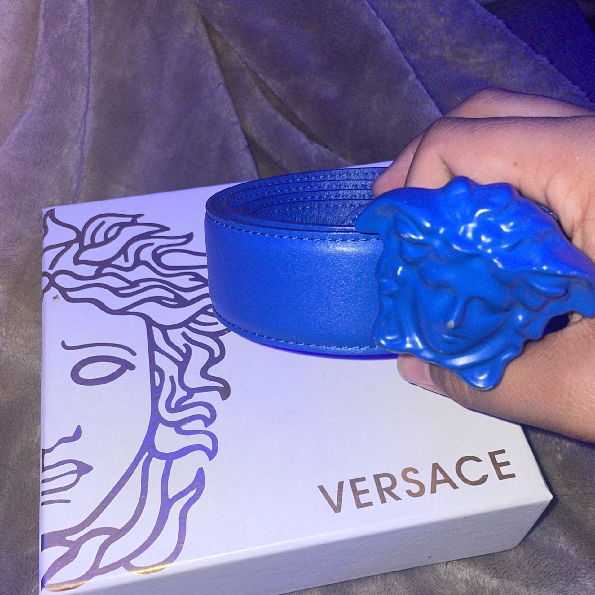 Blue Medusa Versace Belt