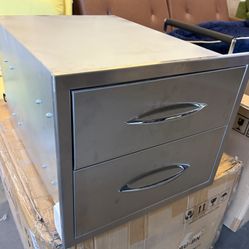 18" W x 15" H x 23" D Outdoor Kitchen Double Drawers Built-in BBQ Drawer Stainless Steel Access Drawers for Outdoor Kitchen Island or Grill Station