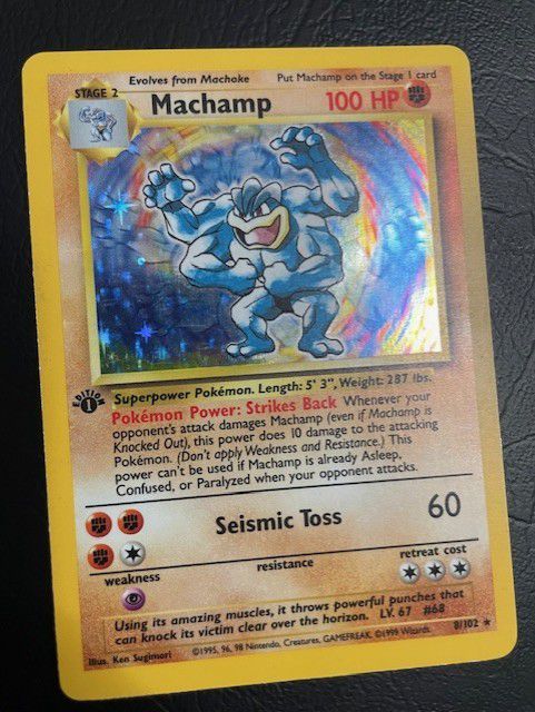 Machamp 1st Edition Holo Rare 8/102 Pokemon card tcg