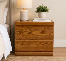 Solid Oak Nightstand | Real Wood Bedside Table