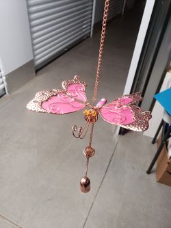 Beautiful copper glass butterfly Wind chime