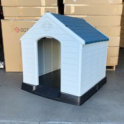$105 (Brand New) Plastic dog house large size pet indoor outdoor all weather shelter cage kennel 36x36x39”