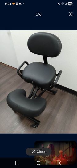 Adjustable Rolling Stool with Backrest – New – $90
