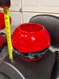 🔴 Murano Glass Bowl – Red with Millefiori Band, 10 inch