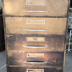 Vintage Metal Industrial Filing Cabinet, Metal Tool Parts Bin Cabinet, Partitioned Drawers DK48
