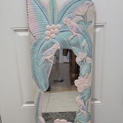 WOODEN COASTAL PARROTS MIRROR