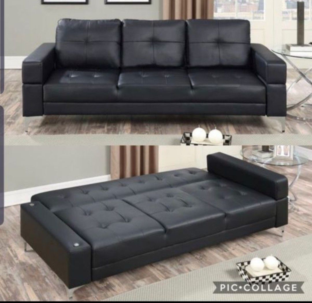 Sofa new futon black leather