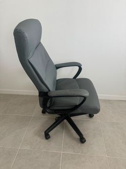 Grey High-Back Leather Office Chair