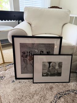 Framed Vintage Beach Photography Prints Set of 2
