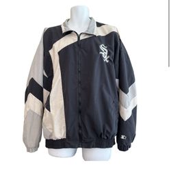 CLASSIC CHICAGO WHITE SOX EMBROIDERED COLOR BLOCK WINDBREAKER JACKET