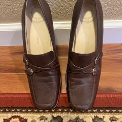 Casual Corner Vintage Brown Double Strap Heels