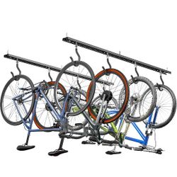 Ceiling Bike Storage Racks for Garage, Indoor Bike Storage Hanger with Adjustable Bike Hooks for 4 to 8 Bikes