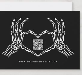Skeleton Heart Hands Wedding Card with QR Code