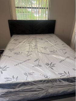 Queen size bed frame with mattress and free delivery free installation all new furniture