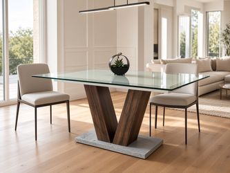 Modern Glass Top Dining Table