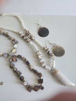 Puka Necklace Earrings And Braclets