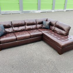 FREE DELIVERY - Byron Sectional (All Genuine Leather) Brown Color (Look My Profile For More Options)