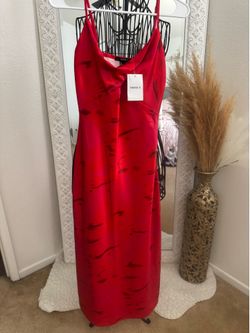 Forever 21 Red Satin Midi Dress Small new with tags