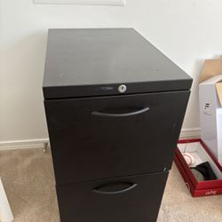 Filing Cabinet Two Drawer Metal Black