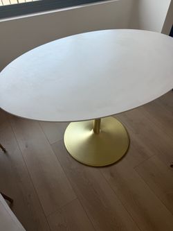 Oval Metal Base Dining Table