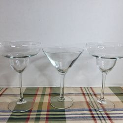 2 Margarita and 1 Martini Glasses