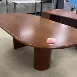 Large Curved Conference Table – Cherry Wood Office Table
